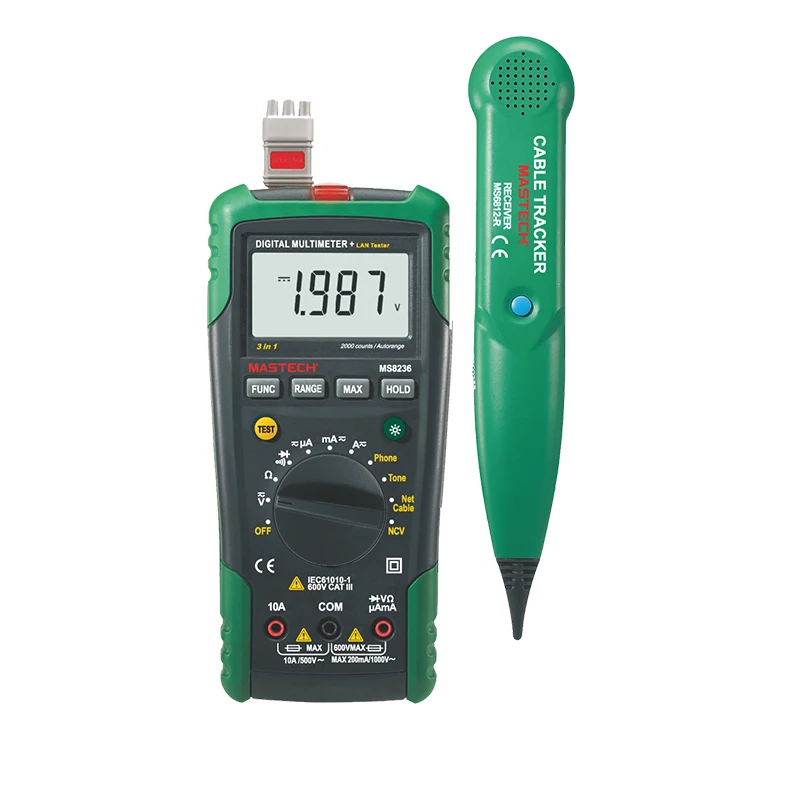 

MASTECH MS8236 Digital Multimeter Network Cable Track Tester Tone Telephone Line Check Digital Network Line Tester Non-contact