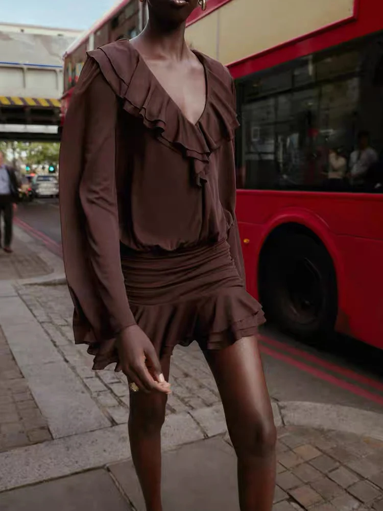 Estilo europeu e americano outono nova tendência da moda feminina retro solto casual temperamento em camadas vestido decorativo