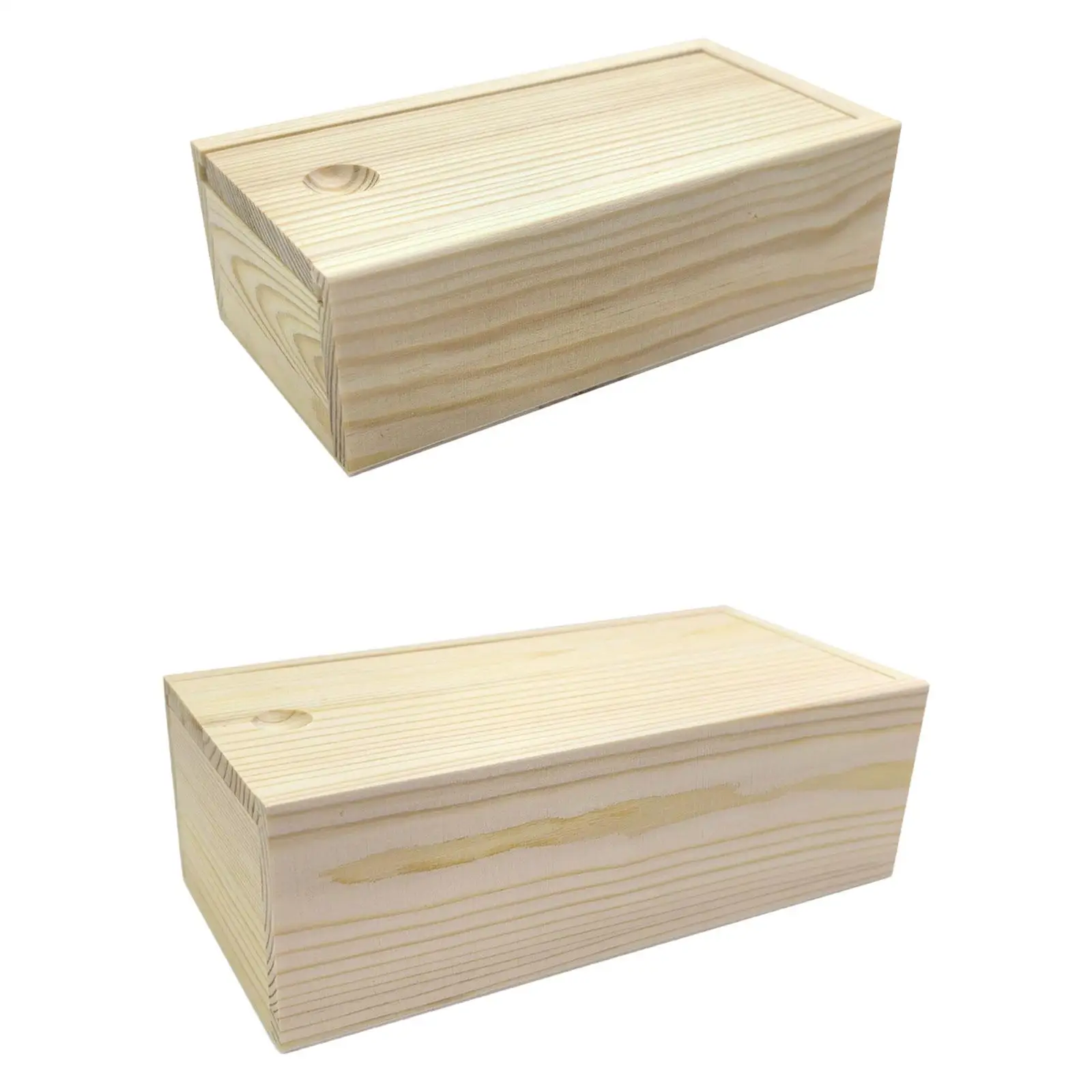 Sliding Lid Wood Storage Box Rectangular Keepsake Organizer DIY Gift Case for Art Hobby Home