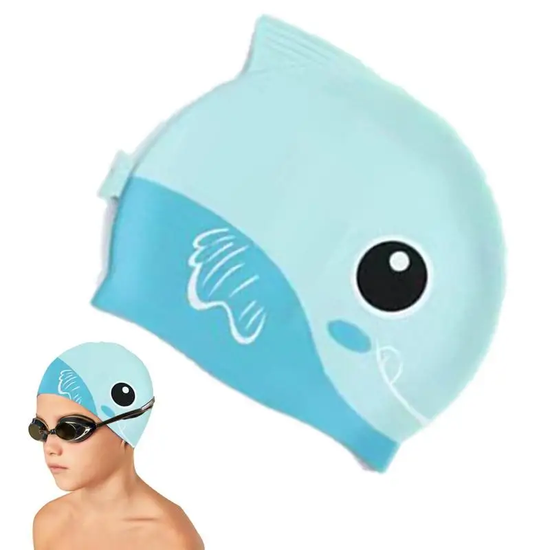 Silicone Fish-shape Stretchable And Comfortable Nonslip For Kids Keeps Hair Dry Swimming Accessories