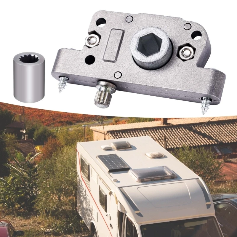 37JE 1020281K1A Roof Vent Maintenance Lift Part, Metal Cover Mechanism With Square Drive Socket, Articulated Arm, Mounting Plate