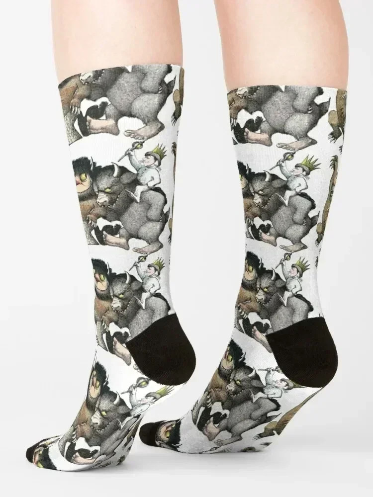 Wild Things Romp Graphic Socks Rugby hiking shoes crazy Men Socks Women's