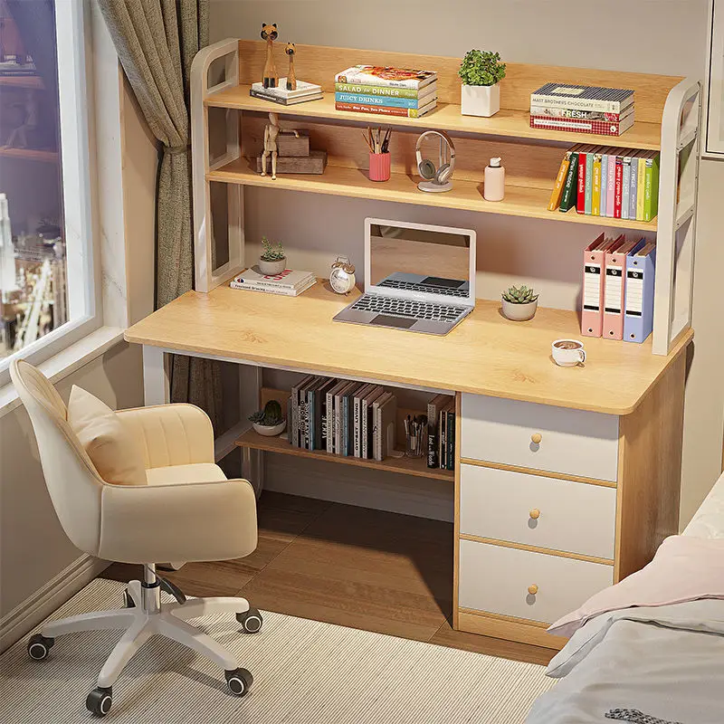 Computer desk Desktop Home desk Bookshelf Integrated table Student study table with drawers Bedroom office writing
