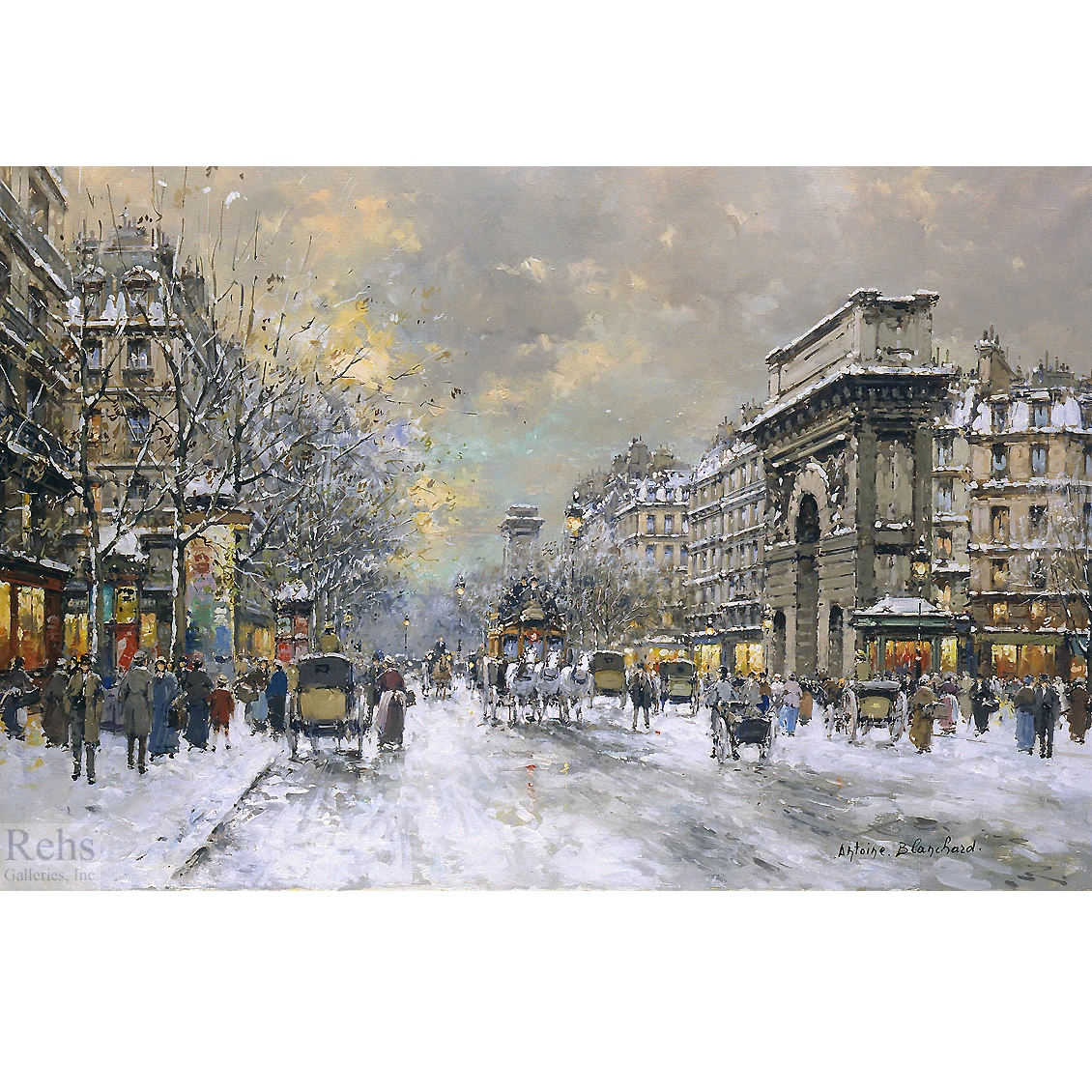 

Porte St.Martin and Porte, St.Denis,Antoine Blanchard artwork,Cityscape oil painting on canvas,Paris street scene,Home decor art