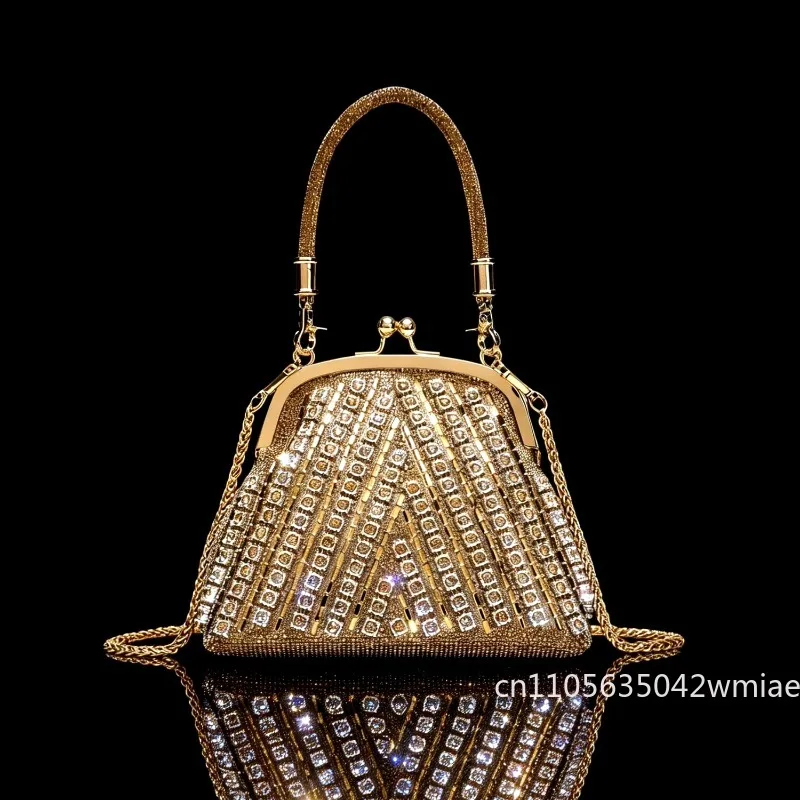 New Women's Banquet Bag Fashionable High-quality Women's Handbag with Diamond Inlay High-end Versatile Mobile Phone Storage Bag