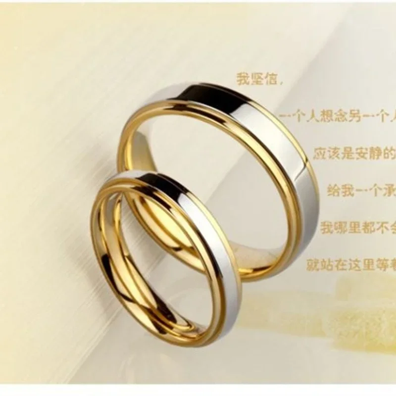 Fashion Simple Stainless Steel Couple Ring Men and Women\'s Wedding Engagement Ring Jewelry Gift