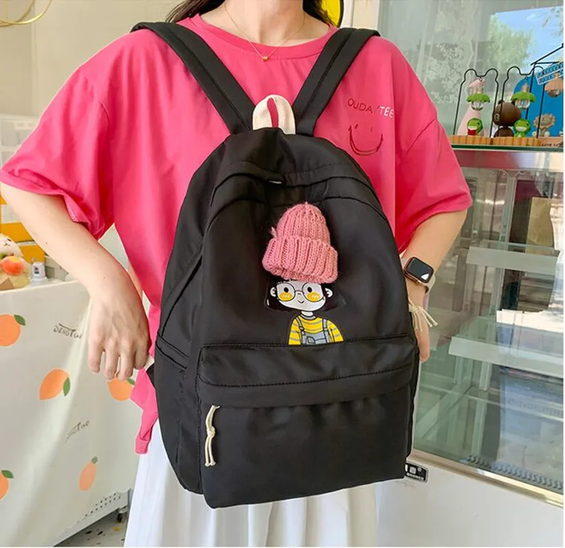 Fashion Shoulder Strap School Bag Student School Bag Children\'s Girl Sweet And Cute Lightweight solid Color Casual Backpack