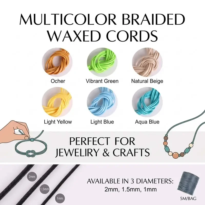 5Meters/Lot Braided Cotton Cord Colorful Twisted Rope Strap Woven String  Jewelry Crafts Making Clothing DIY Accessories