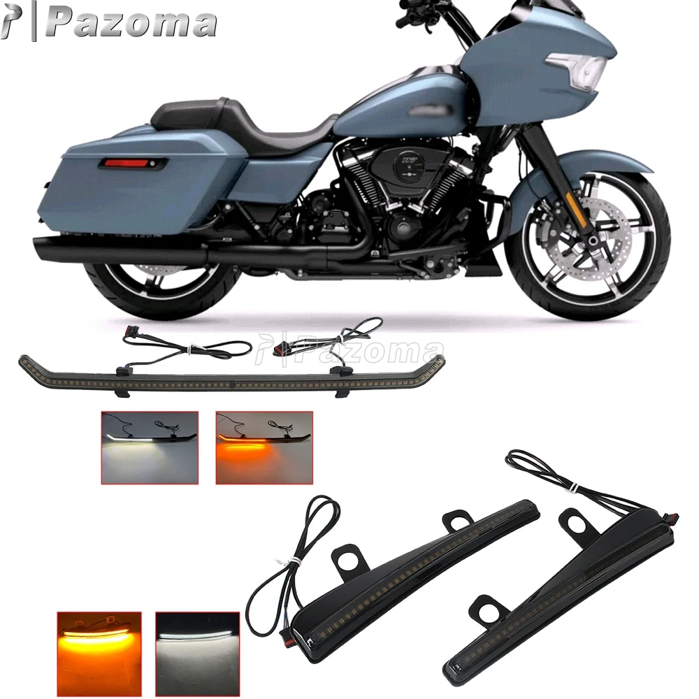 Motorcycle Windshield Center Fairing Vent Light Side Turn Signal Blinkers LED Running Lamp For Harley Touring Road Glide CVO ST