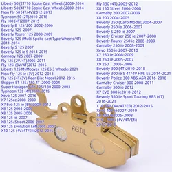 Front Brake Pads For PIAGGIO FLY 50 100 GTS GTV GTX XEVO X7 X8 X9 X10 125 150 200 250 300 350 400 500 i.e. IE Beverly Carnaby