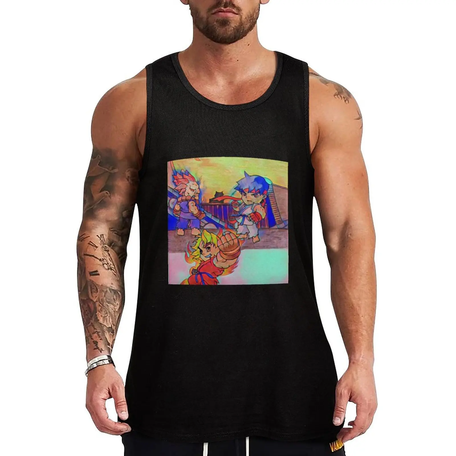 

street fighter Tank Top Funny Print Tank Top Humor Graphic Sleeveless Shirt