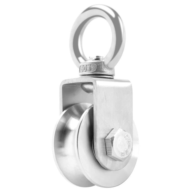 

U Type Swivel Pulley 304 Stainless Steel Duplex Bearing Silent Detachable 360 Degree Rotation Heavy Duty Traction Wheel