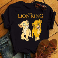 Disney The Lion King Printed Cotton O-Neck High Quality Short Sleeve Summer Women's Street Casual T-shirt Outdoor Couple Sports