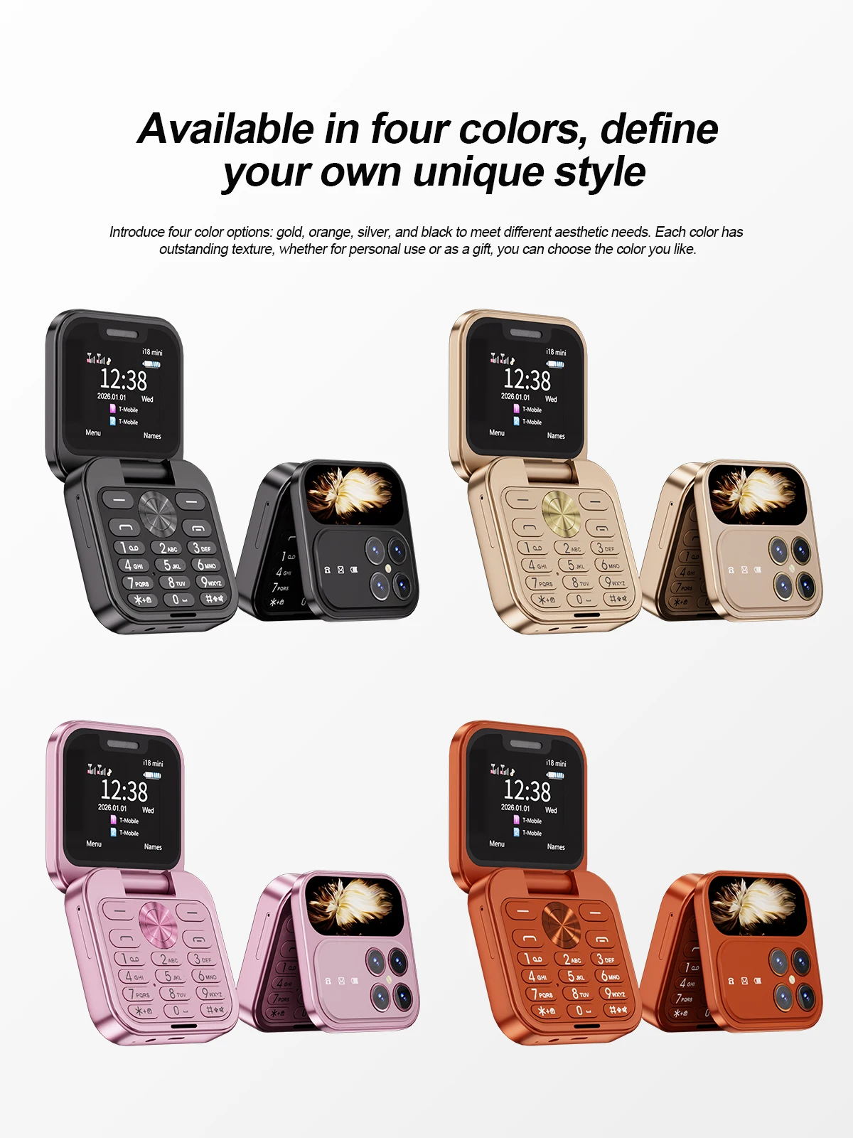 SERVO I18 mini 2G GSM/4G LTE Network Flip Mobile Phone 1.77-inch Screen Dual SIM FM Radio Flashlight Blacklist Mobile Phones