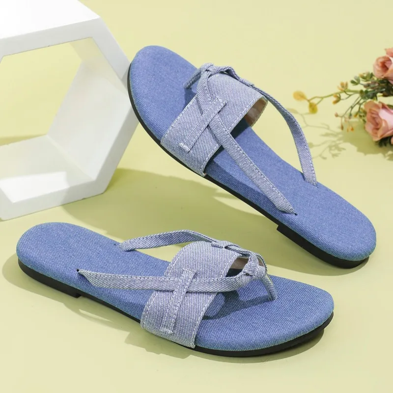 DOGHC-Chanclas De Tela Vaquera Para Mujer, Sandalias De Verano Para Exteriores, Zapatillas De Playa, Talla Grande 37-43, 2024