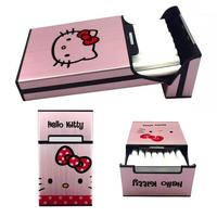 Hello Kitty Metal Cigarette Case Automatic Flip Cartoon Anime Aluminum Alloy Portable Collection Cute Thin Smoke Box Gift