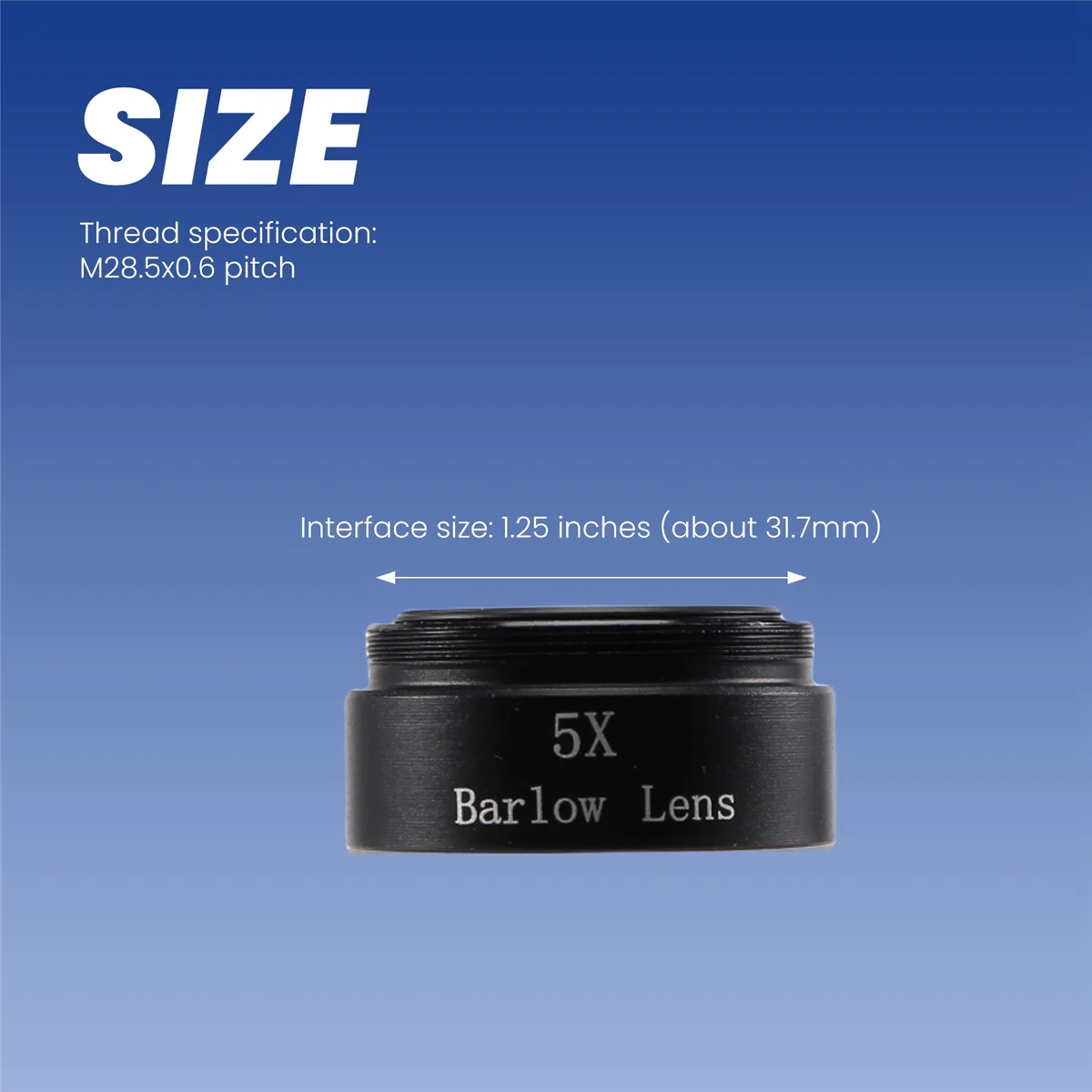 Barlow Lens 5X for Any M28X0.6 Thread 1.25inch Telescope Eyepiece Astronomy Diagonal Extender Tube or Camera Adapter