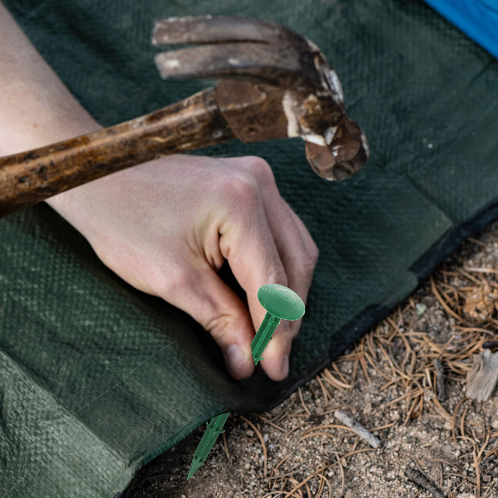 

100pcs Green 20cm Plastic L Stakes for Garden Cloth Tarp Ground Fixing Durable Yard L scaping Fabric Pegs