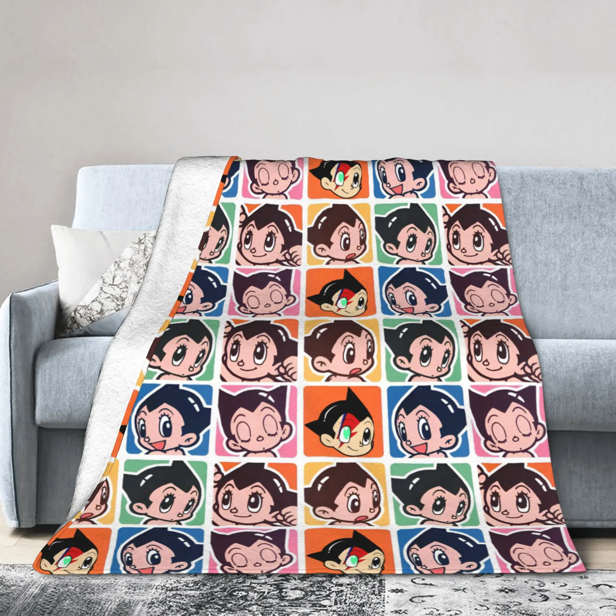 Cute Astroboy Astro Boy Anime Wool Blanket  Awesome Throw Blanket for Home Hotel Sofa  150*125cm Rug Piece