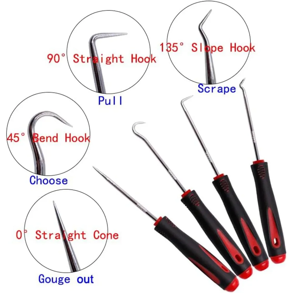 Car Auto Vehicle Oil Seal Screwdrivers Set O-Ring Seal Gasket Puller Remover Pick Hooks Tools Sealing Repair Tools  4Pcs  16cm