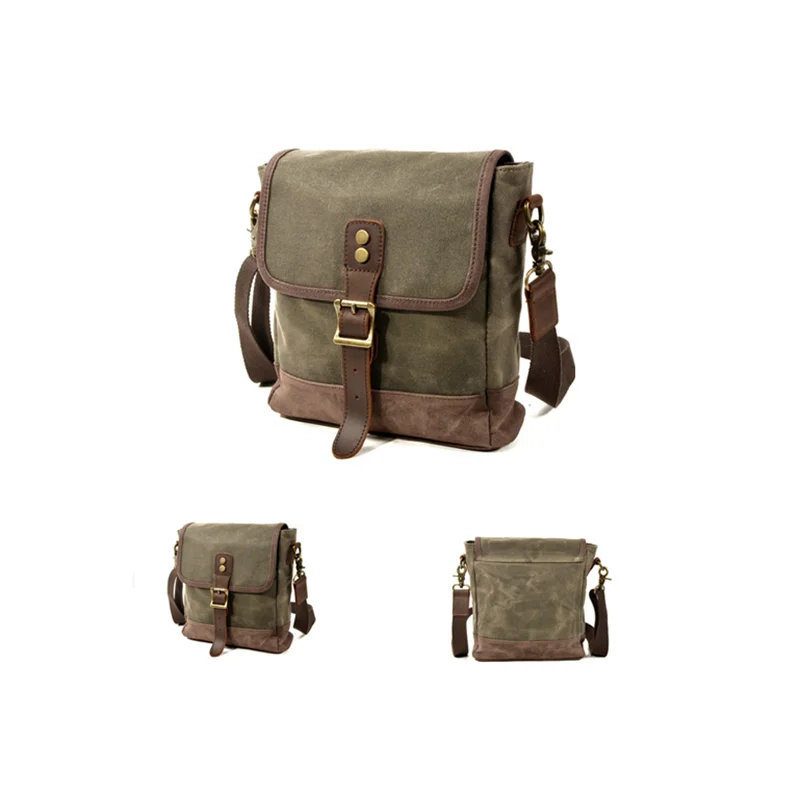 Casual Outdoor Men's Canvas Shoulder Crossbody Bag American Retro Mailman Backpack Single Strap Motorcycle Style Magnetic Buc...