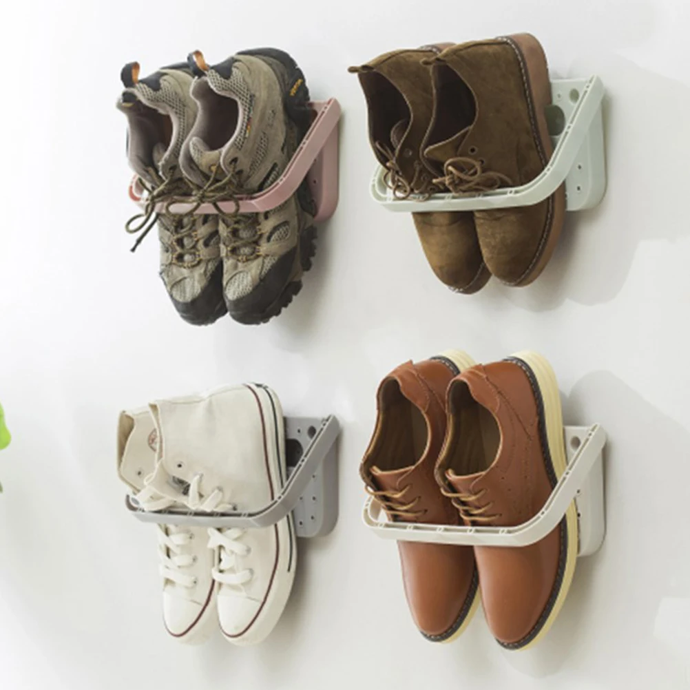 

2pcs Foldable Wall Mounted Shoes Rack Hangers Eco-Friendly Slippers Storage Organizer Convenient Shoe Holder for Home