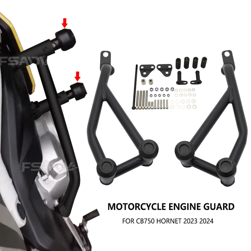 

Motorcycle Engine Guard For HONDA CB750 CB 750 Hornet 2023 2024 Crash Bar Frame Bumper Fairing Protector Bar with Shock Absorber