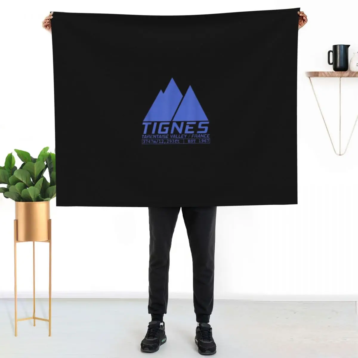 Tignes Espace Killy France Skiing French Ski Resort Throw Blanket Cozy Sofa Blanket for TV Watching Napping
