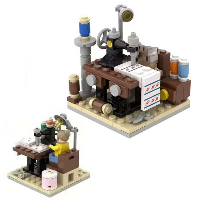 

Compatible With LEGO City MOC Sewing Machine Studio Mini Scene Building Blocks Industrial Revolution Retro Model Bricks Toys