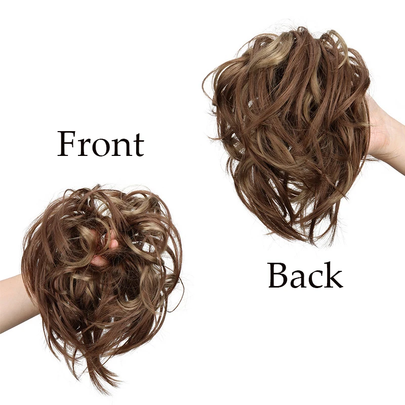 كعكة شعر أنيقة مجعدة فوضوية مع حلقات مرنة - باروكة صناعية رقيقة للنساء، متعددة الاستخدامات لجميع المناسبات