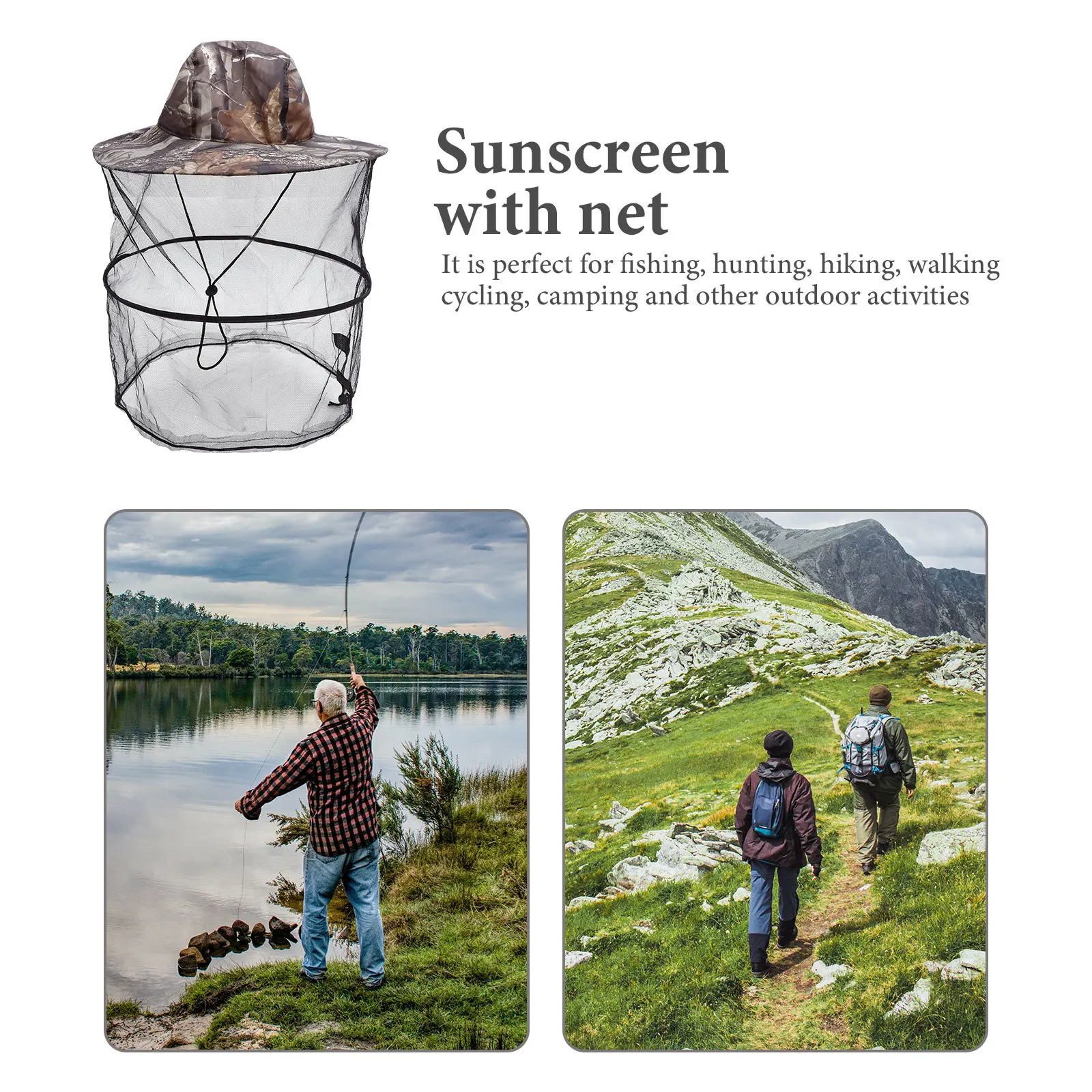 

Outdoor Anti-Mosquito Hat Leaves Pattern Camouflage Breathable Sunscreen Net Hat Fishing Camping Mountaineering