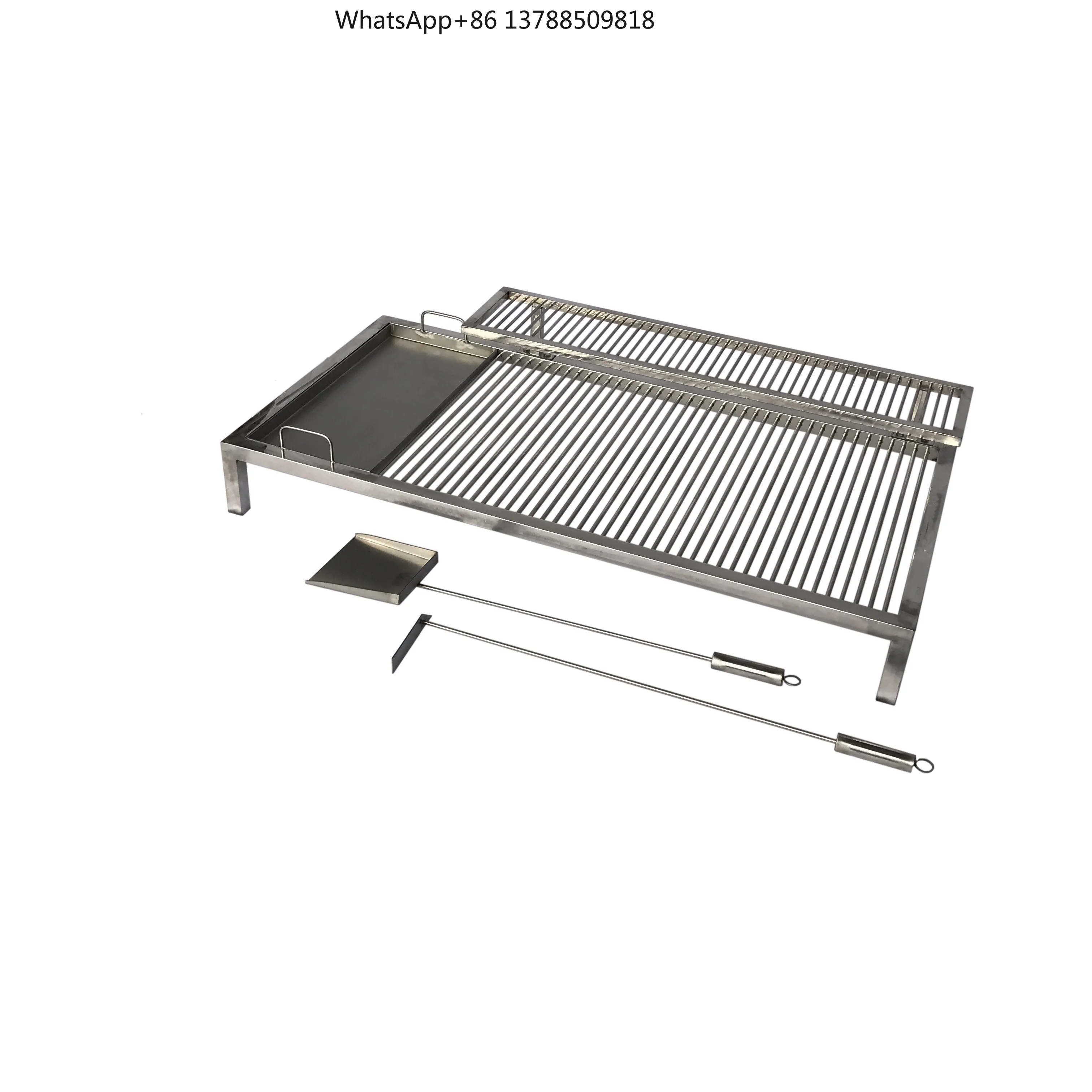 Stainless Steel Backyard Movable Large Grill with Warming Rack and BBQ Shovel/Coal Poker