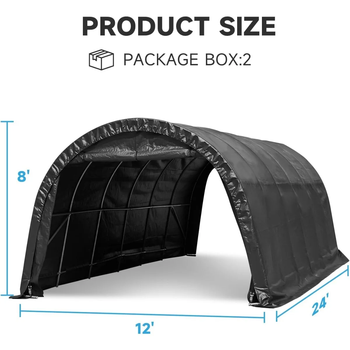 Heavy Duty Carport, Portable Garage Frame and Round Style Roof, Anti-Snow Car Canopy Outdoor Storage Shelter for Car...