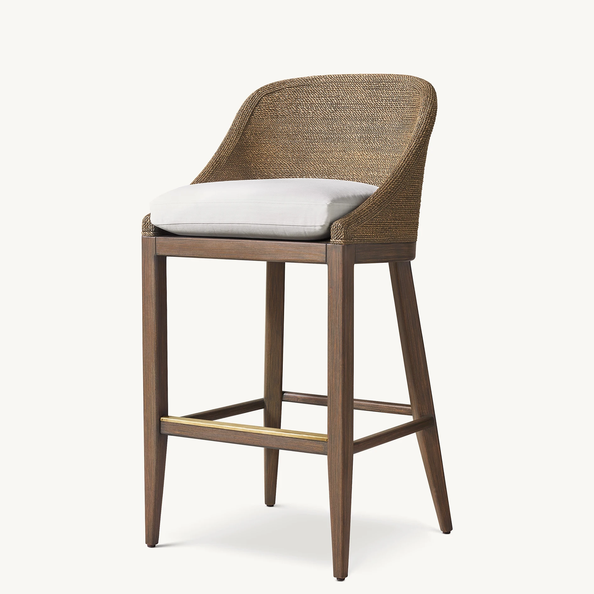 

Hand Woven Modern Elegance Seagrass Solid Wood Dining Chair High Quality bar Stools Luxury