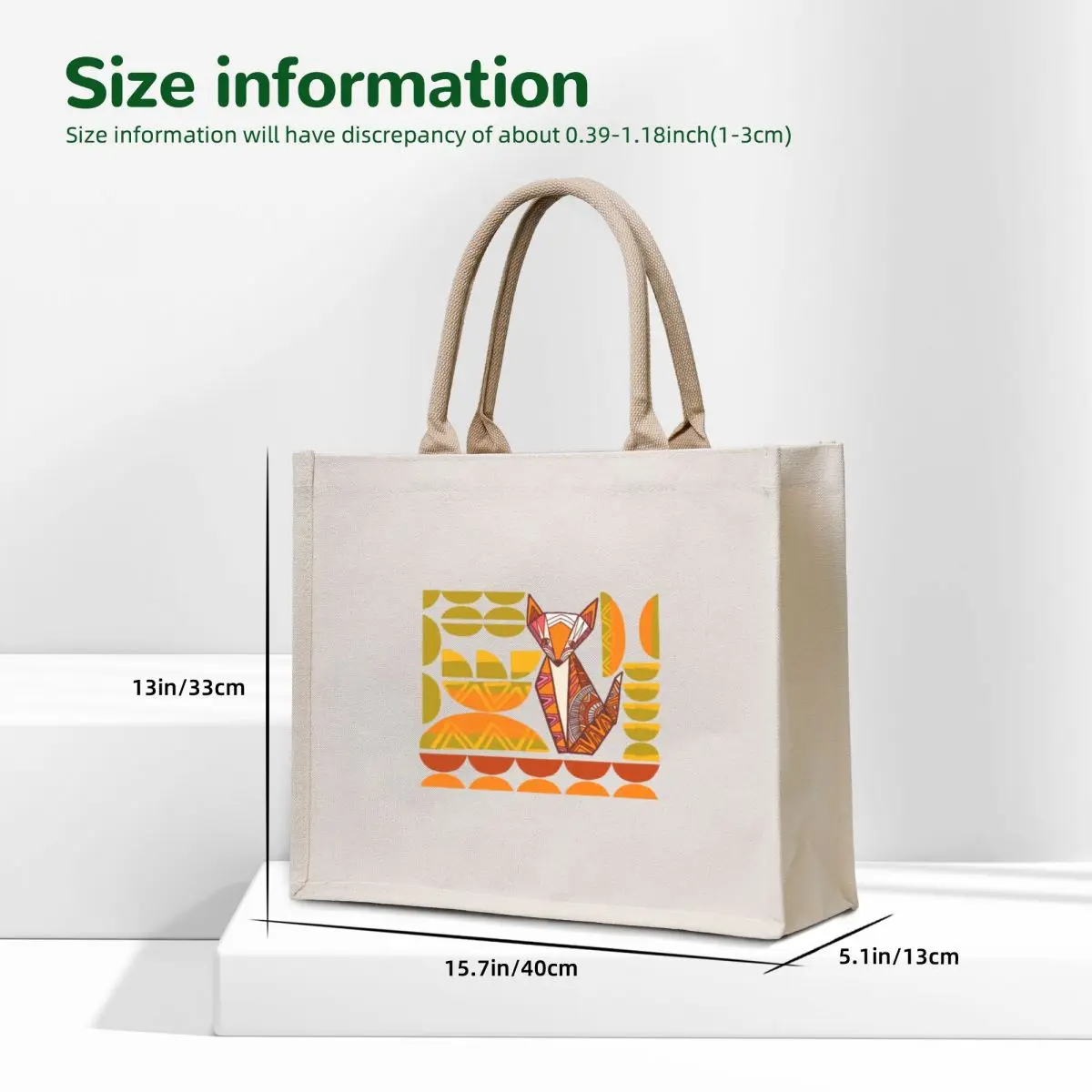 Origami Fox Tote Bag female bag Canvas bag for women shopping trolley