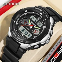 SANDA 6197 Reloj electrónico LED impermeable multifuncional deportivo para hombre edición coreana de moda de lujo para estudiantes