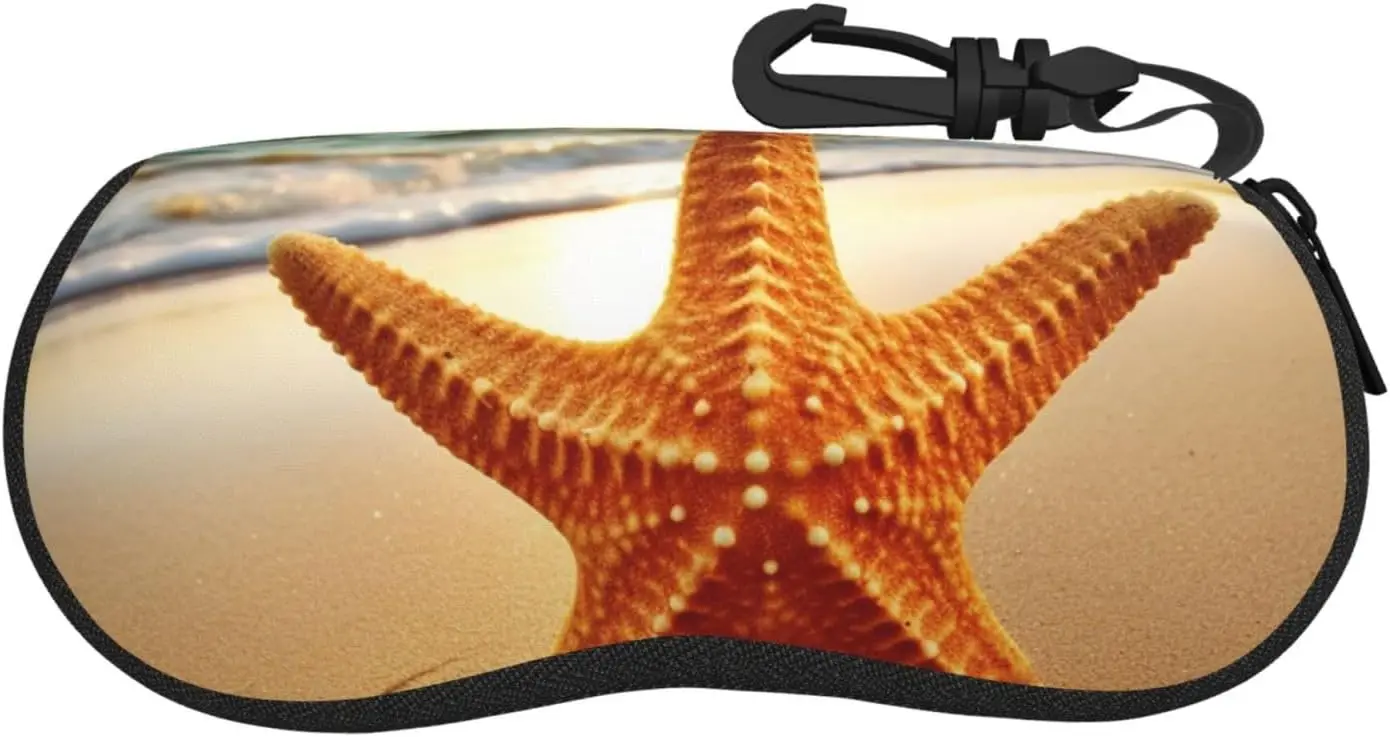 

Beach Soft Sunglasses Case for Men Women,Ultra Light Neoprene Eyeglasses Case Starfish Portable Soft Reading Glass