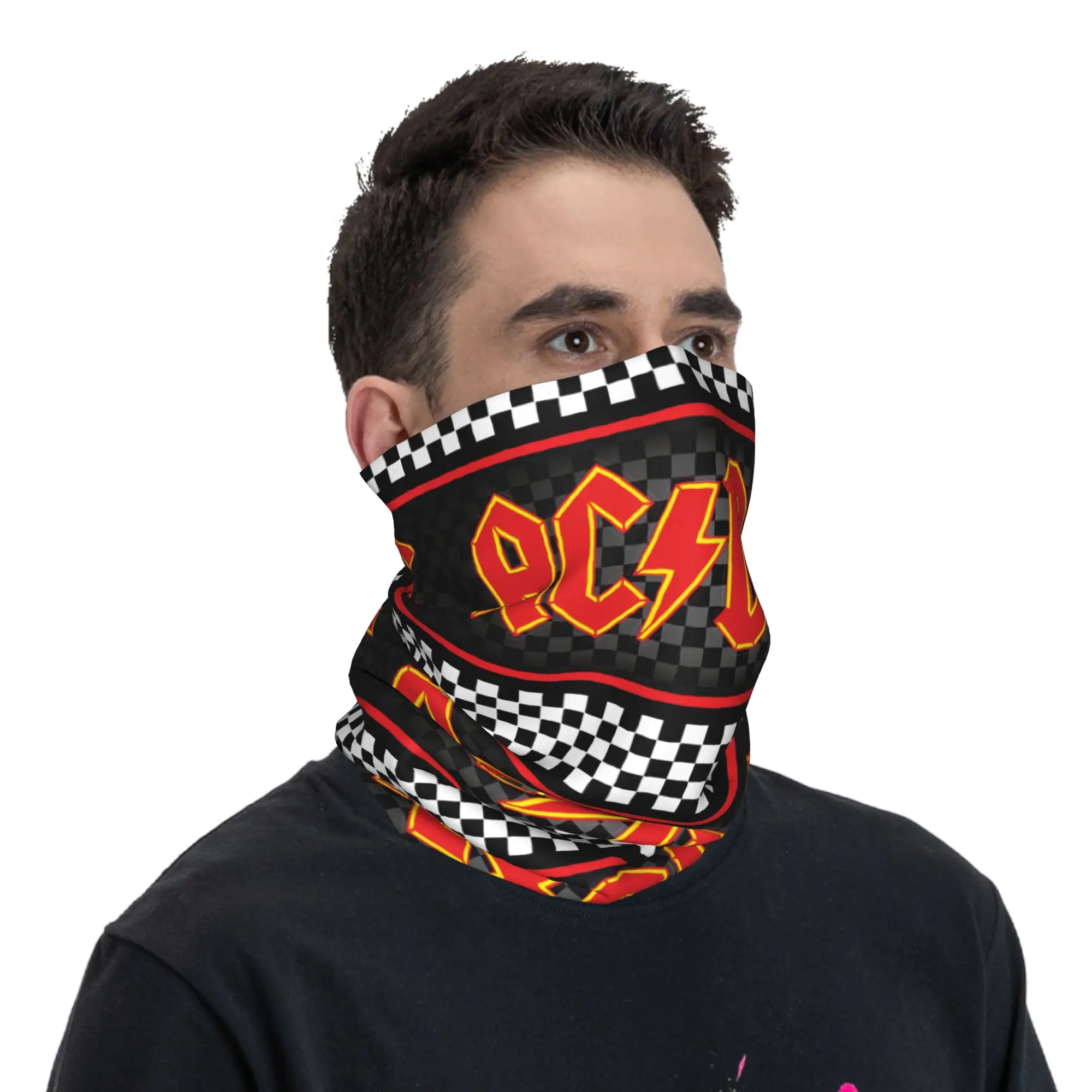 مخصص AC DC سباق متقلب موتور الرقبة الجراب الرجال النساء الأشعة فوق البنفسجية حماية الشتاء باندانا وشاح لركوب الدراجات #5