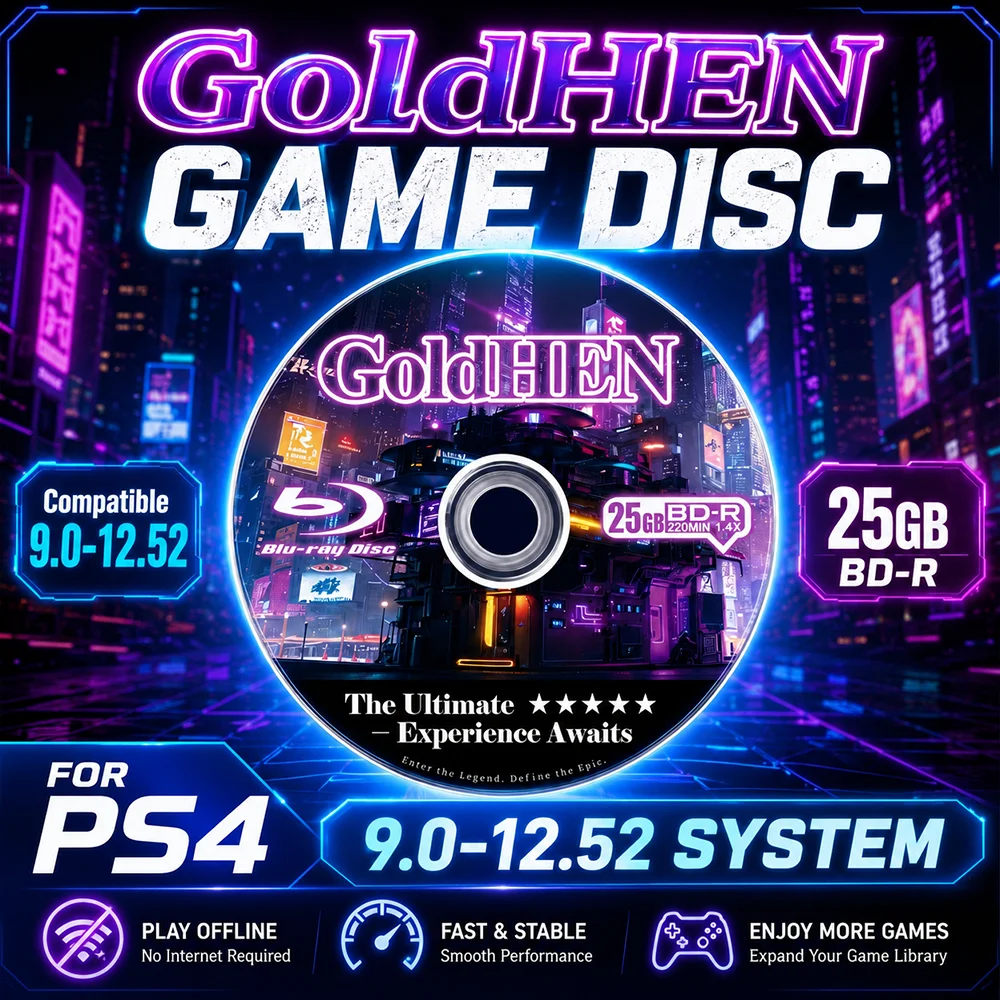 GoldHEN Game Disc for PS4 9.0-12.52, One-Click Start, Plug & Play, Stable Performance, Premium Gaming Accessory 2026 New Y2k