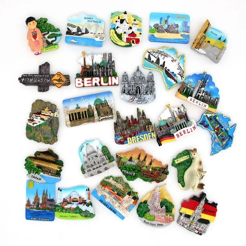 Magnetic 3d refrigerator sticker world tour fridge magnets Bhutan Japan Germany Turkey Australia travel souvenir collection gift