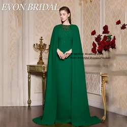 EVON BRIDAL Celebrity Red Carpet Dresses With Cape O-Neck Mermaid Crystal Dubai Formal Evening Gowns Sleeveless Satin Woman