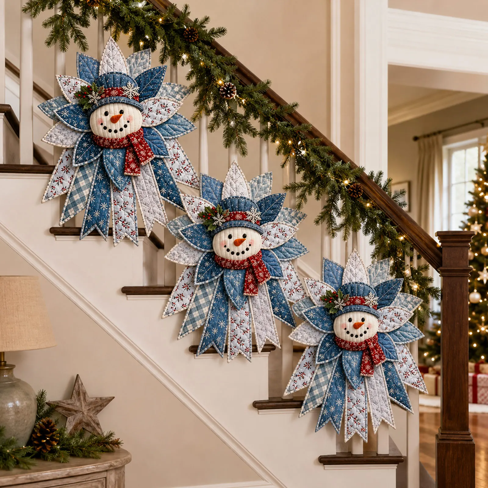 DIY Quilted Snowman Christmas Kit Handmade Patchwork Snowman Sewing Material Pack Beginner Craft Kit for Home Xmas Decoration