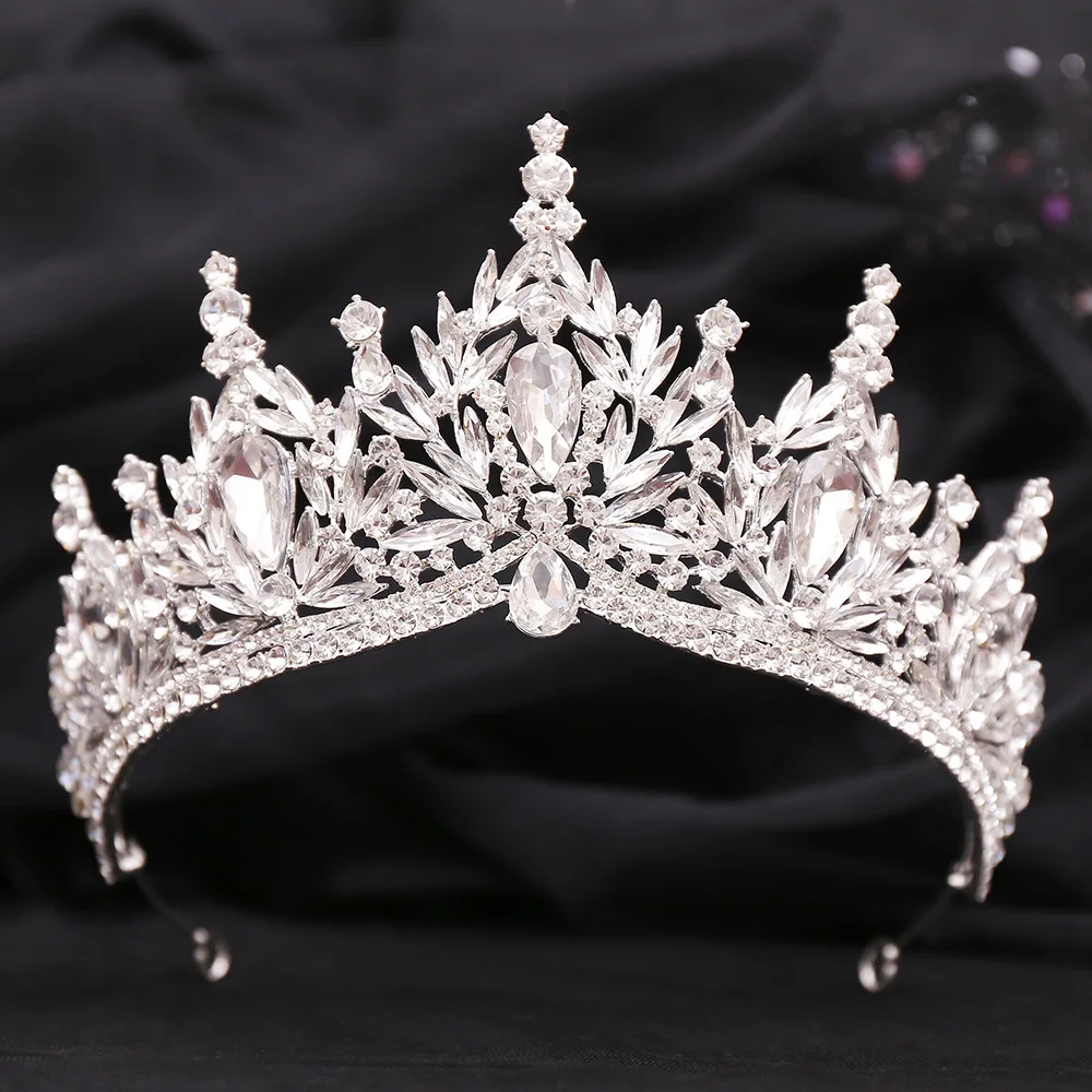 KMVEXO Champagne Crystal Crown Princess Tiara Headwear for Women Party Pageant Birthday Wedding Hair Jewelry Costume Accessories