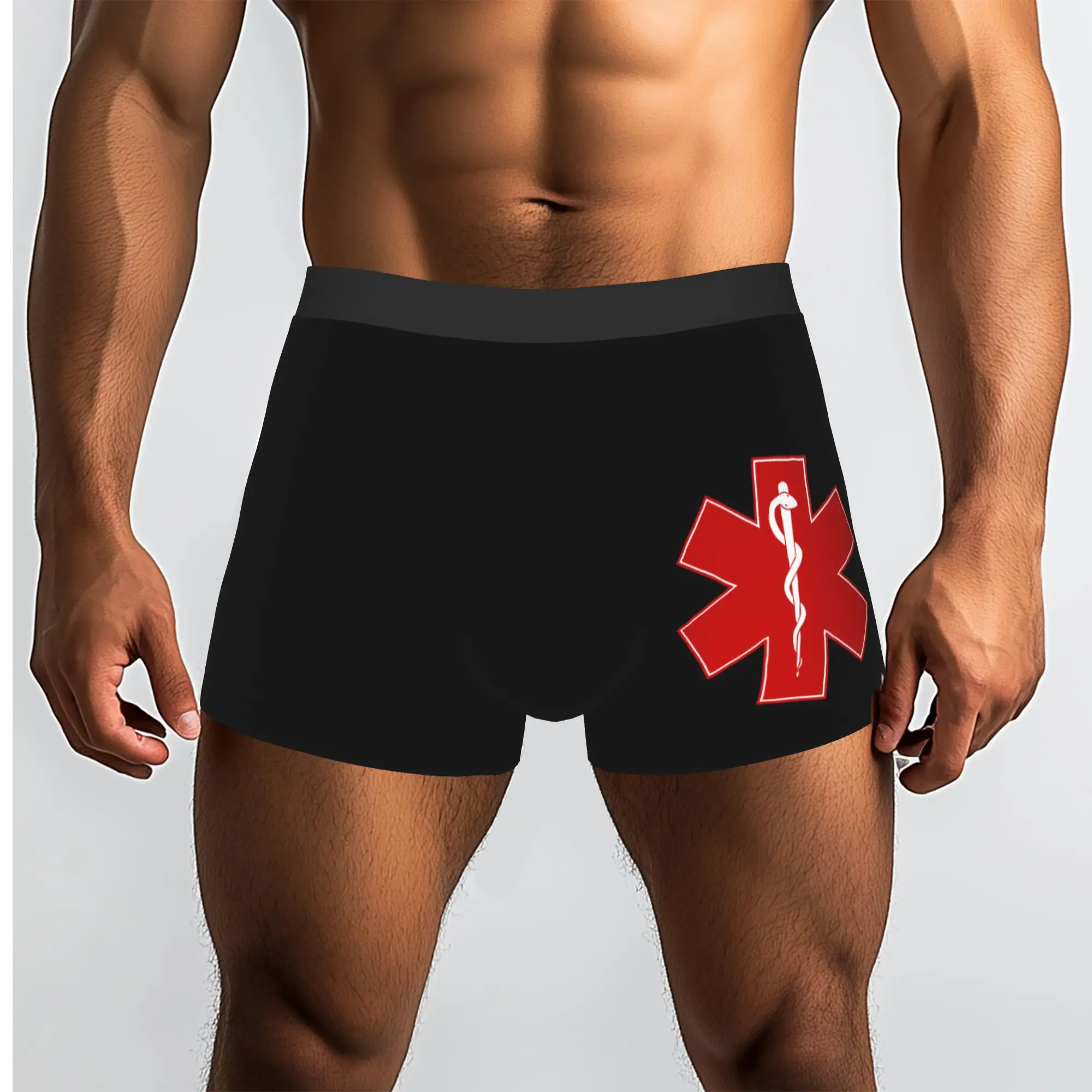 Custom Male Novelty Emt Star Of Life Underwear Emt Paramedic Medical Boxer Briefs Soft Shorts Panties Underpants