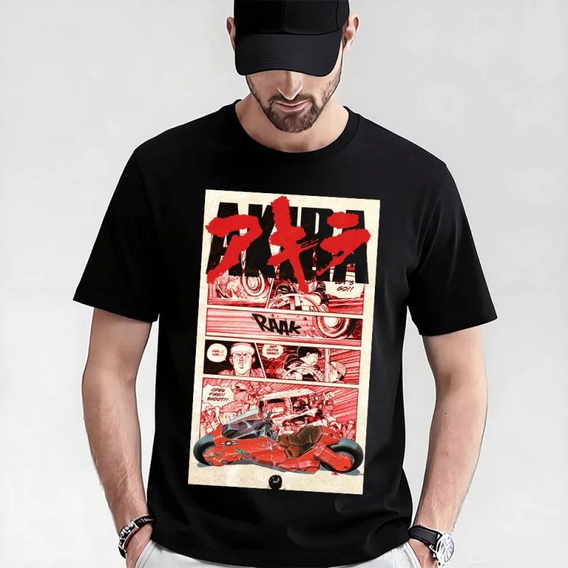 

0325 Otomo Akira Anime T Shirt Cyberpunk Manga City explosion Graphic clothes cyber mecha Neo-Tokyo Streetwear All size tops