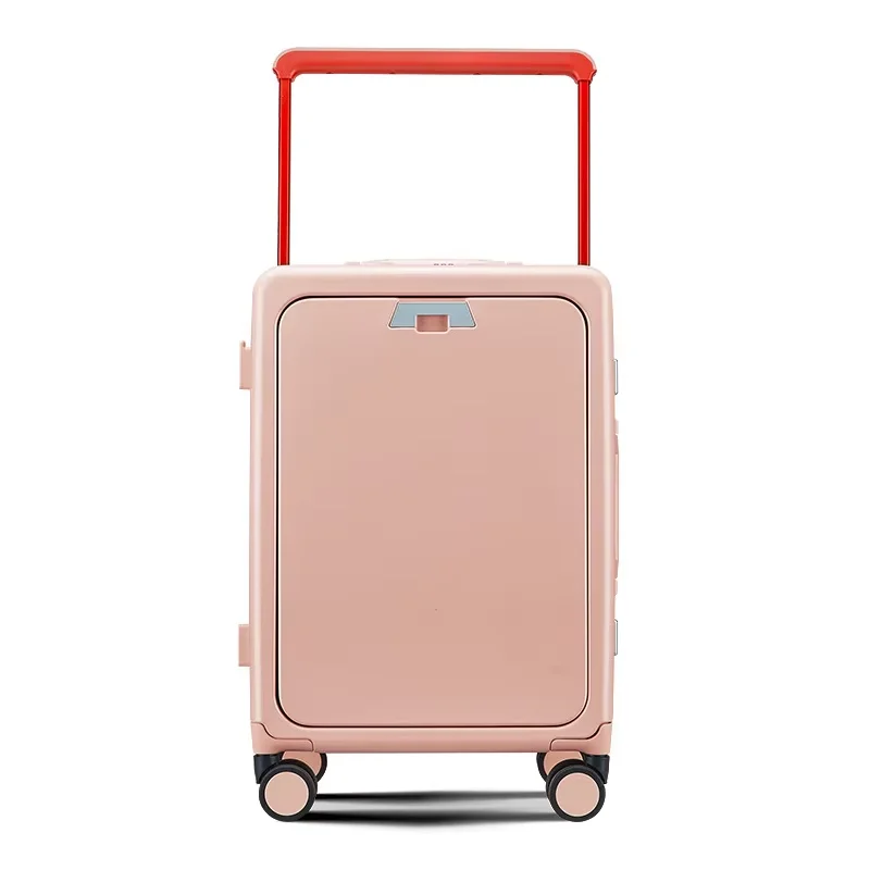 

Suitcase Wide Handle Front Opening Luggage USB Dual Interface Laptop Bag Aluminum Frame Trolley Case Travel Suitcases Zipper
