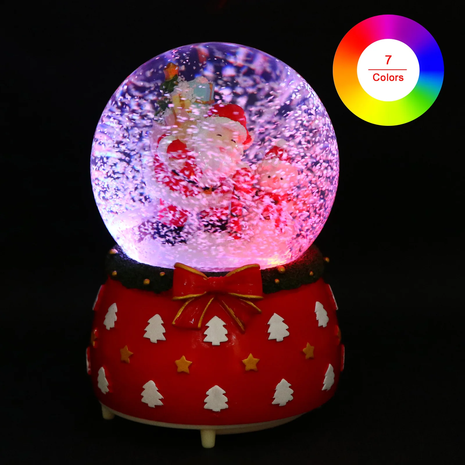 

Luminous Christmas Crystal Ball 1Pcs Rotating Music Box with Snow Drift Design Festive Atmosphere Decor for Home and Party