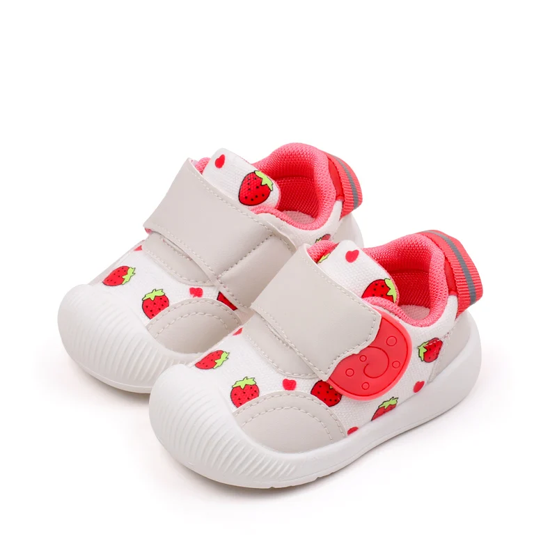 Tênis de borracha macia para bebês meninos e meninas, sapatos de caminhada respiráveis antiderrapantes, desenhos animados bonitos, primavera e outono