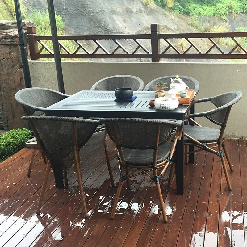 

Rattan chair three-piece combination casual tea table courtyard chair outdoor balcony