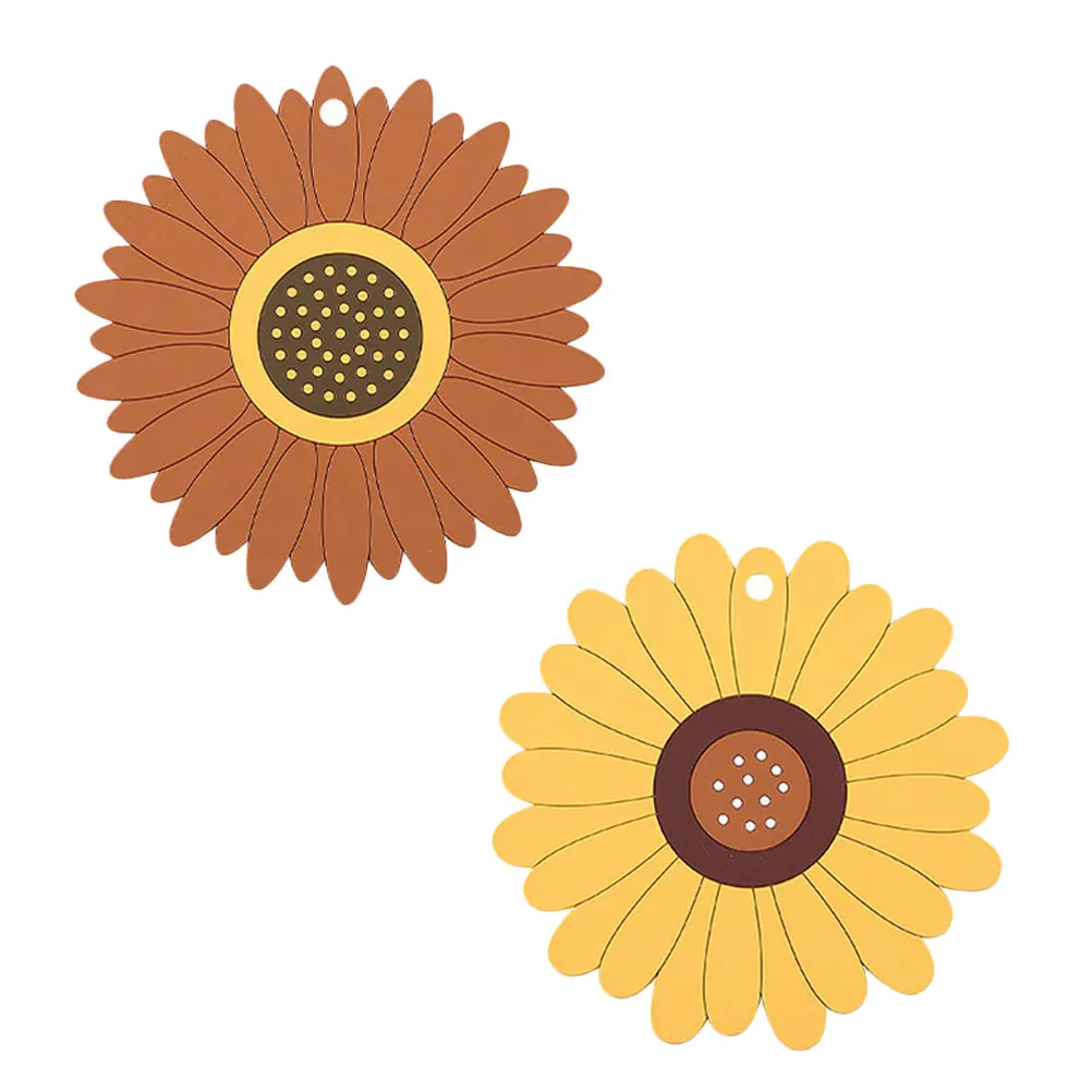 

2 Pcs Waterproof Table Mat Decor Medium Heat-resistant Sunflower Coaster Place